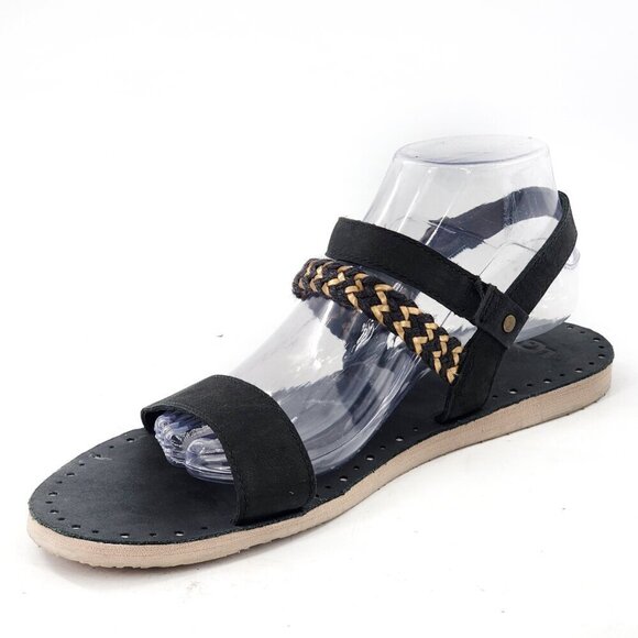 UGG NWOB Elin Flat Sandal Leather Braided Strap Black - Picture 5 of 8